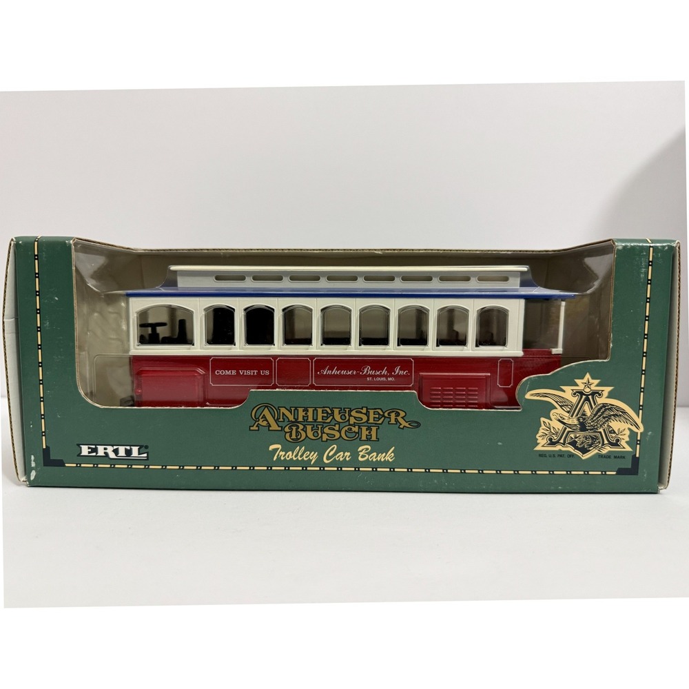Vintage 1994 ERTL Anheuser Busch Trolley Car Die Cast Bank Boxed‎